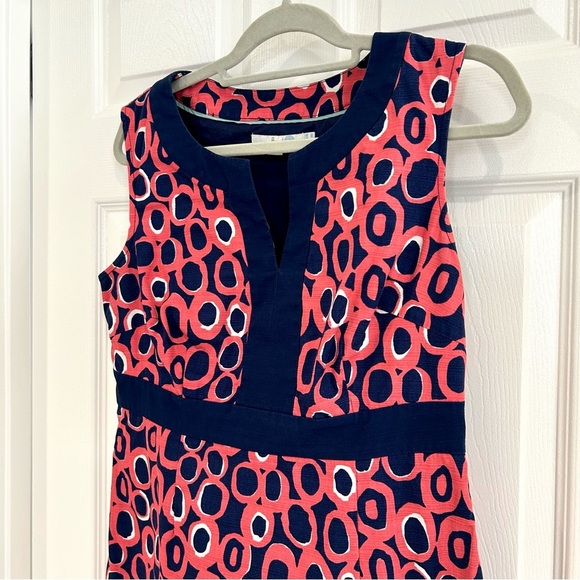 Boden Women Sheath Colorful Geometric Dress US 8R  Pink Blue Sleeveless Cotton - Picture 4 of 13